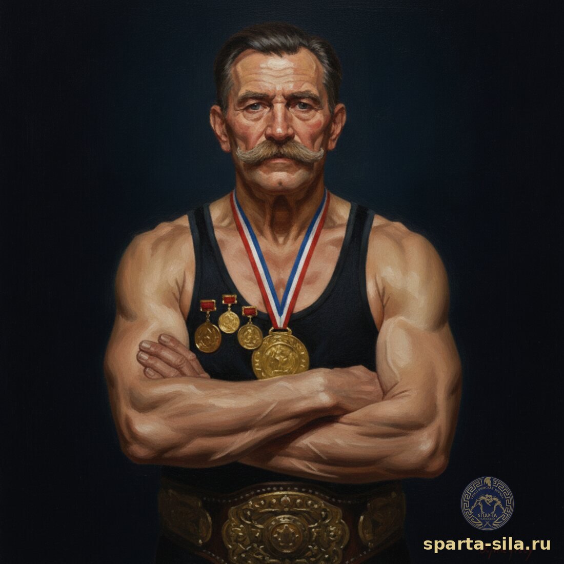 Иван Поддубный — портрет борца-богатыря с чемпионским поясом